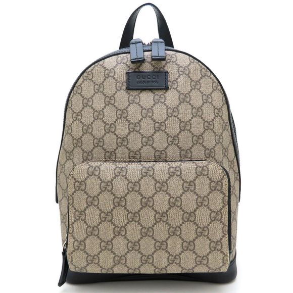 GUCCI Small Backpack 429020, GG Supreme Canvas and Leather, Beige/Black, 352625 - Picture 1 of 10